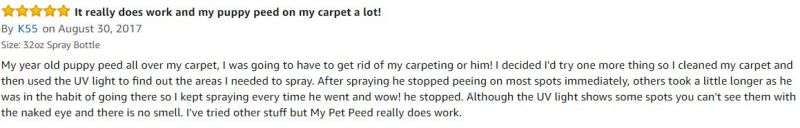  <a href='https://www.mypetpeed.com/review_groups/carpet/'>Carpet</a>, <a href='https://www.mypetpeed.com/review_groups/dog/'>Dog</a>, <a href='https://www.mypetpeed.com/review_groups/easy-to-use/'>Easy to use</a>, <a href='https://www.mypetpeed.com/review_groups/joe/'>Joe</a>, <a href='https://www.mypetpeed.com/review_groups/quit-returning-to-area/'>Quit Returning To Area</a>, <a href='https://www.mypetpeed.com/review_groups/urine/'>Urine</a>
